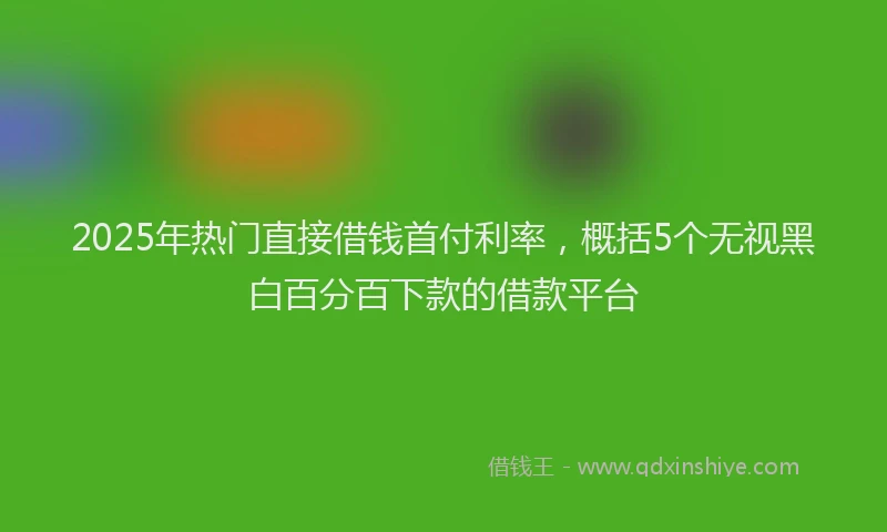 2025年热门直接借钱首付利率，概括5个无视黑白百分百下款的借款平台