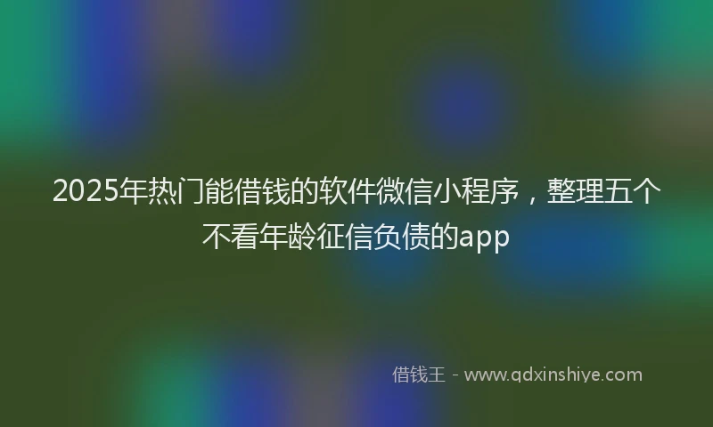 2025年热门能借钱的软件微信小程序，整理五个不看年龄征信负债的app