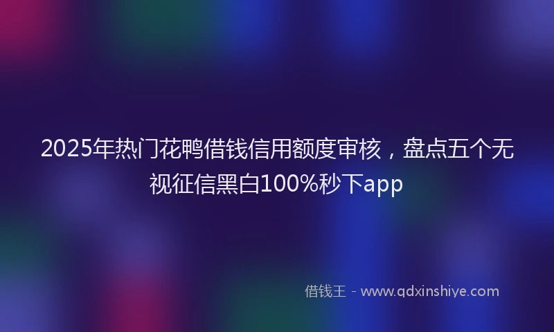 2025年热门花鸭借钱信用额度审核，盘点五个无视征信黑白100%秒下app