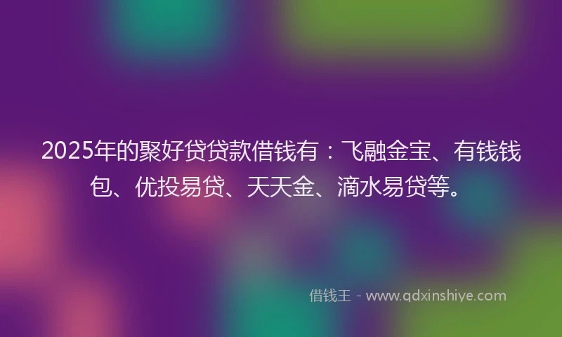 2025年的聚好贷贷款借钱有：飞融金宝、有钱钱包、优投易贷、天天金、滴水易贷等。
