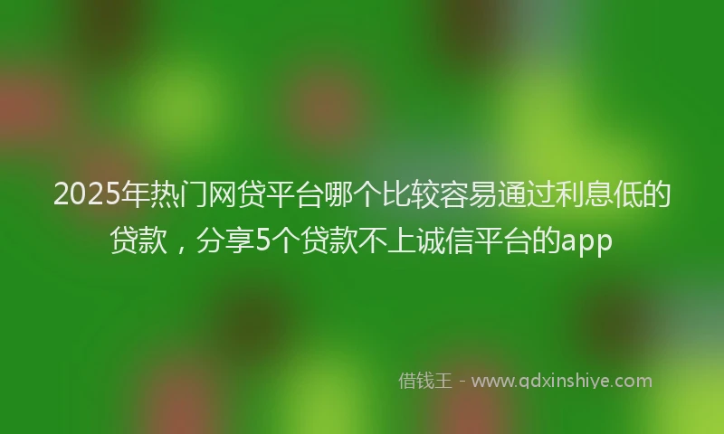 2025年热门网贷平台哪个比较容易通过利息低的贷款，分享5个贷款不上诚信平台的app