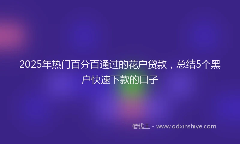 2025年热门百分百通过的花户贷款，总结5个黑户快速下款的口子