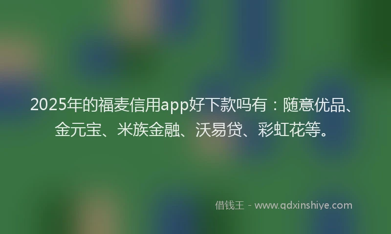 2025年的福麦信用app好下款吗有：随意优品、金元宝、米族金融、沃易贷、彩虹花等。