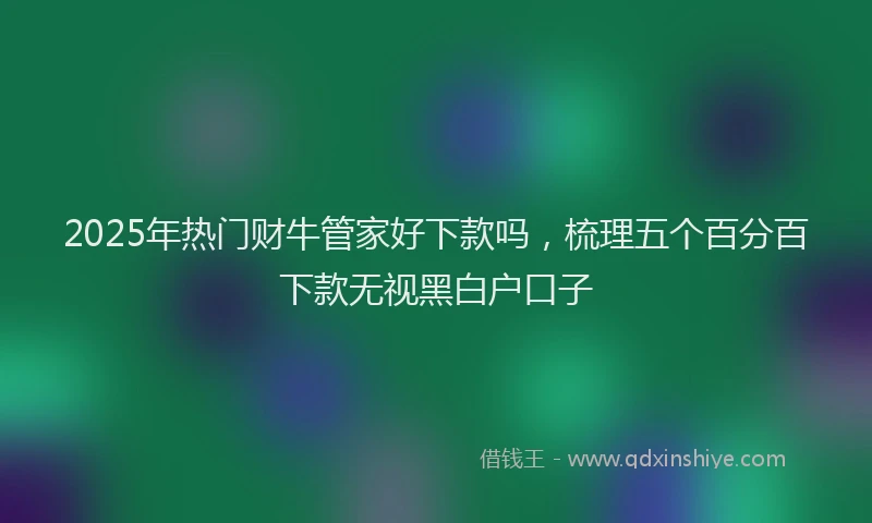 2025年热门财牛管家好下款吗，梳理五个百分百下款无视黑白户口子