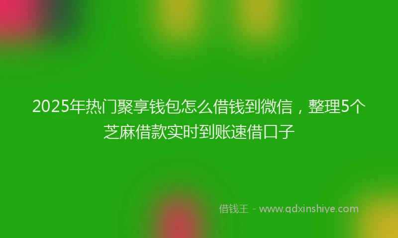 2025年热门聚享钱包怎么借钱到微信，整理5个芝麻借款实时到账速借口子