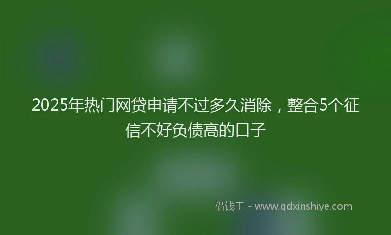 2025年热门网贷申请不过多久消除，整合5个征信不好负债高的口子