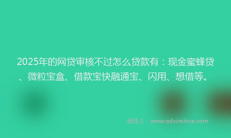 2025年的网贷审核不过怎么贷款有：现金蜜蜂贷、微粒宝盒、借款宝快融通宝、闪用、想借等。