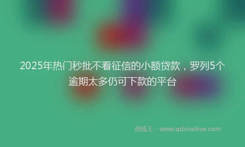 2025年热门秒批不看征信的小额贷款，罗列5个逾期太多仍可下款的平台