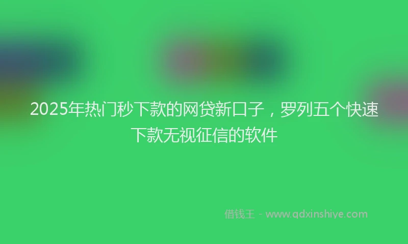 2025年热门秒下款的网贷新口子，罗列五个快速下款无视征信的软件