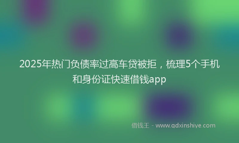 2025年热门负债率过高车贷被拒，梳理5个手机和身份证快速借钱app