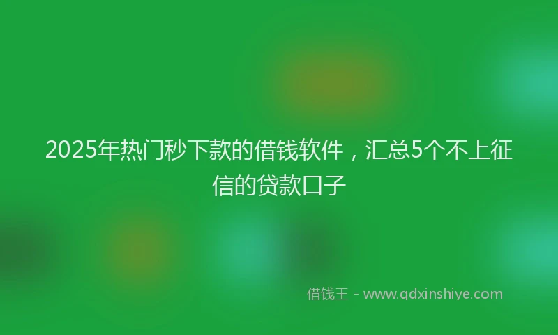 2025年热门秒下款的借钱软件，汇总5个不上征信的贷款口子
