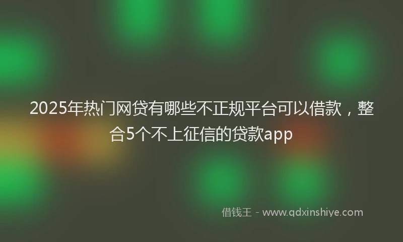 2025年热门网贷有哪些不正规平台可以借款，整合5个不上征信的贷款app