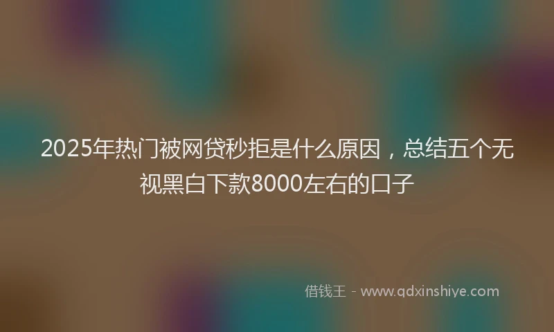 2025年热门被网贷秒拒是什么原因，总结五个无视黑白下款8000左右的口子