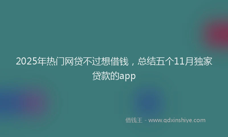 2025年热门网贷不过想借钱，总结五个11月独家贷款的app