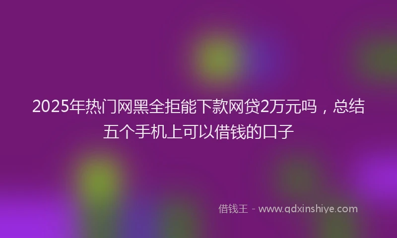 2025年热门网黑全拒能下款网贷2万元吗，总结五个手机上可以借钱的口子
