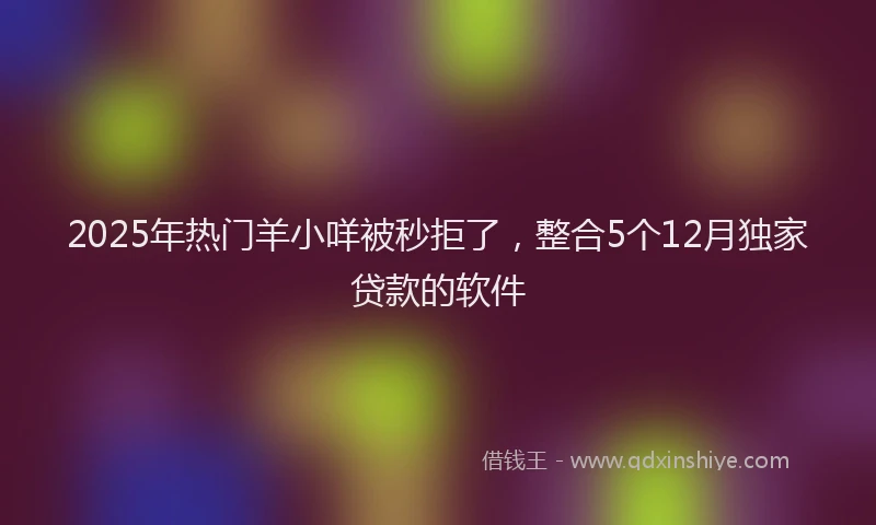 2025年热门羊小咩被秒拒了，整合5个12月独家贷款的软件