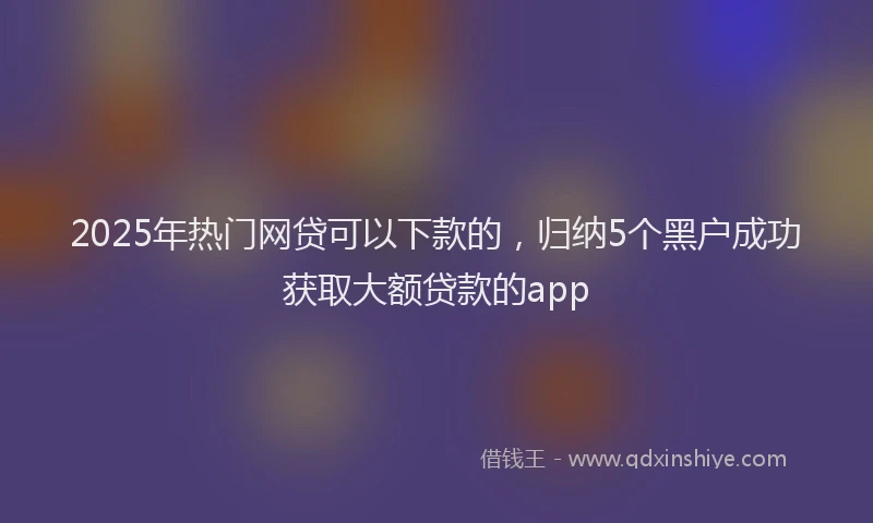 2025年热门网贷可以下款的，归纳5个黑户成功获取大额贷款的app