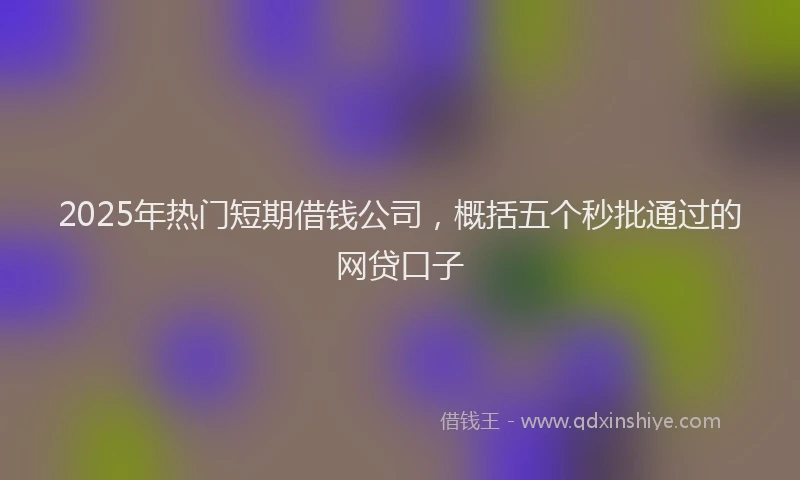 2025年热门短期借钱公司，概括五个秒批通过的网贷口子