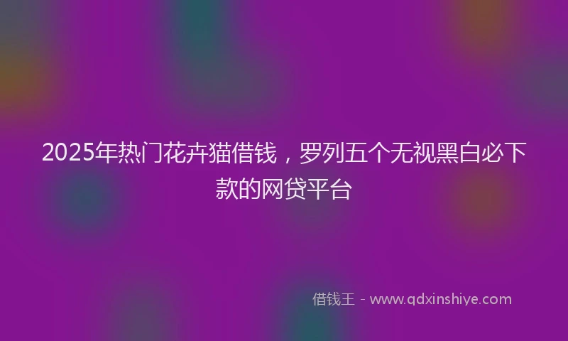 2025年热门花卉猫借钱，罗列五个无视黑白必下款的网贷平台