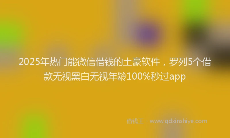 2025年热门能微信借钱的土豪软件，罗列5个借款无视黑白无视年龄100%秒过app