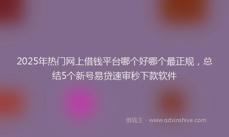 2025年热门网上借钱平台哪个好哪个最正规，总结5个新号易贷速审秒下款软件