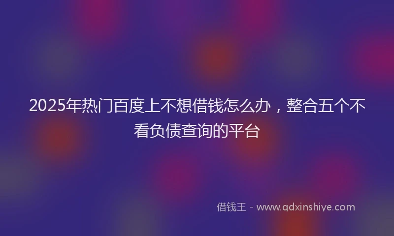 2025年热门百度上不想借钱怎么办，整合五个不看负债查询的平台