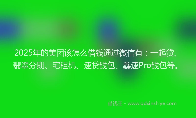 2025年的美团该怎么借钱通过微信有：一起贷、翡翠分期、宅租机、速贷钱包、鑫速Pro钱包等。
