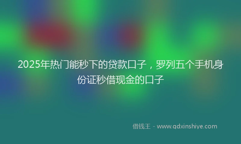 2025年热门能秒下的贷款口子，罗列五个手机身份证秒借现金的口子
