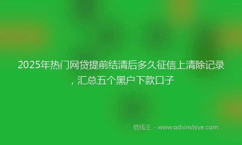 2025年热门网贷提前结清后多久征信上清除记录，汇总五个黑户下款口子