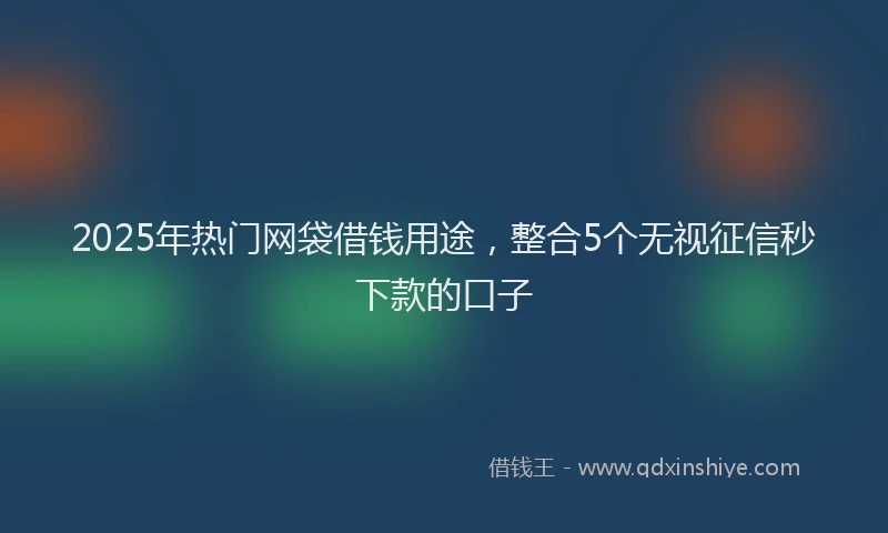 2025年热门网袋借钱用途，整合5个无视征信秒下款的口子