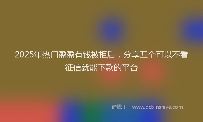 2025年热门盈盈有钱被拒后，分享五个可以不看征信就能下款的平台