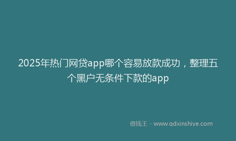 2025年热门网贷app哪个容易放款成功，整理五个黑户无条件下款的app