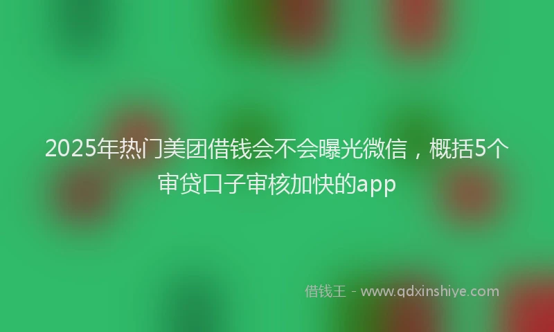 2025年热门美团借钱会不会曝光微信，概括5个审贷口子审核加快的app