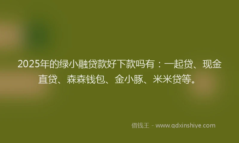 2025年的绿小融贷款好下款吗有：一起贷、现金直贷、森森钱包、金小豚、米米贷等。