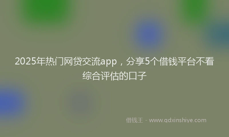 2025年热门网贷交流app，分享5个借钱平台不看综合评估的口子