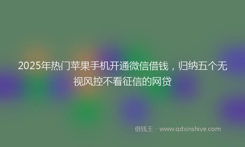 2025年热门苹果手机开通微信借钱，归纳五个无视风控不看征信的网贷