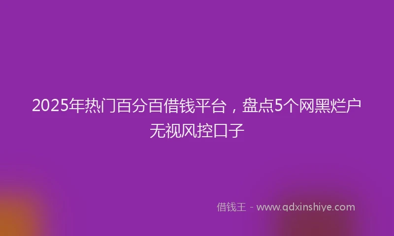 2025年热门百分百借钱平台，盘点5个网黑烂户无视风控口子