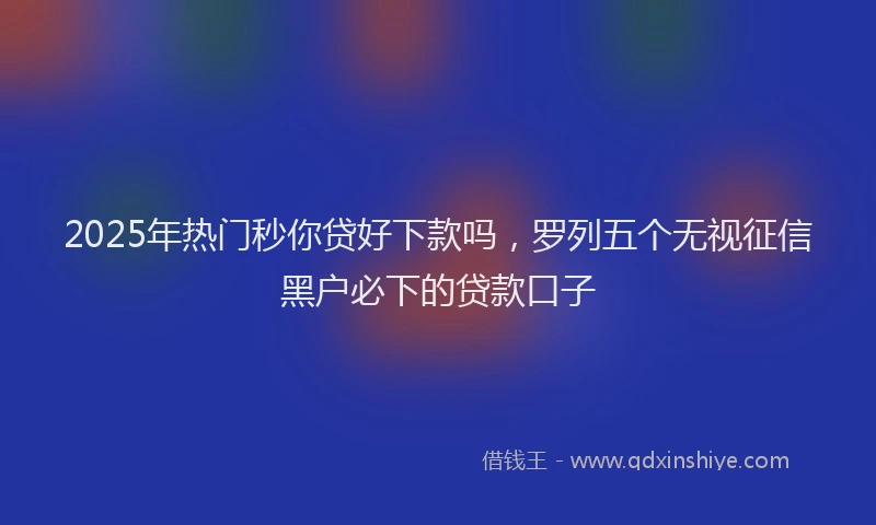 2025年热门秒你贷好下款吗，罗列五个无视征信黑户必下的贷款口子