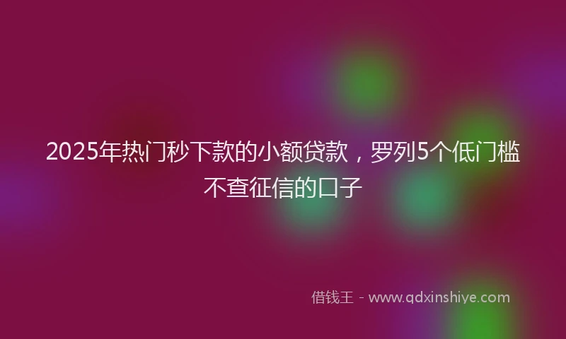 2025年热门秒下款的小额贷款，罗列5个低门槛不查征信的口子