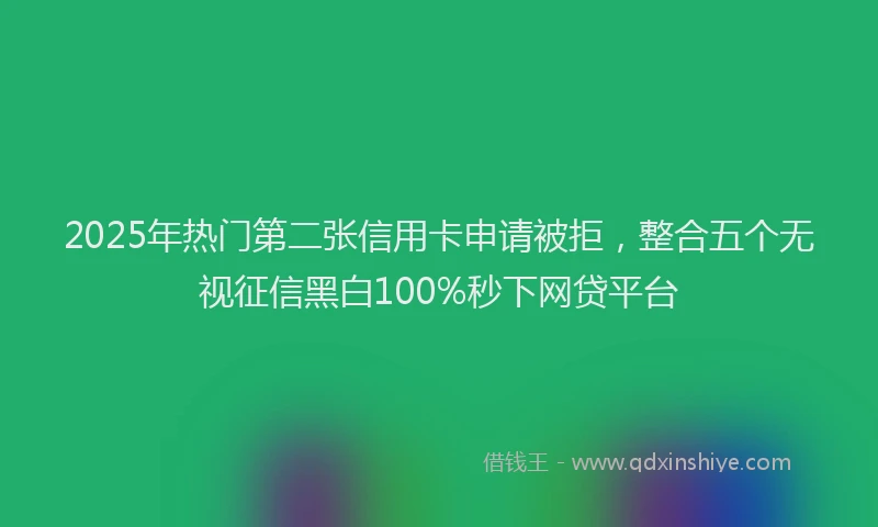 2025年热门第二张信用卡申请被拒，整合五个无视征信黑白100%秒下网贷平台