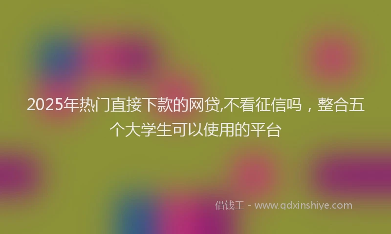 2025年热门直接下款的网贷,不看征信吗，整合五个大学生可以使用的平台