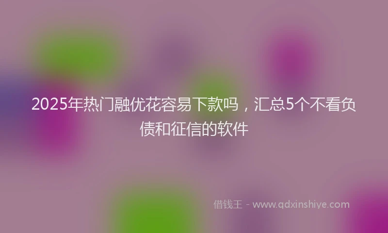 2025年热门融优花容易下款吗，汇总5个不看负债和征信的软件