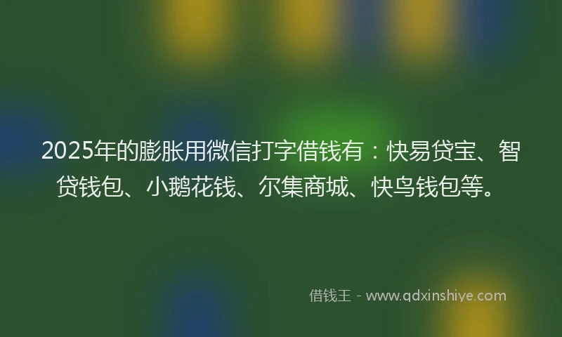 2025年的膨胀用微信打字借钱有：快易贷宝、智贷钱包、小鹅花钱、尔集商城、快鸟钱包等。