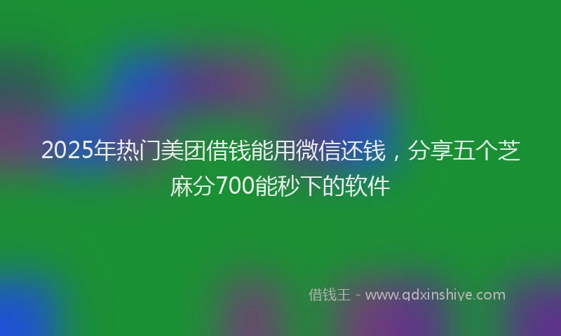 2025年热门美团借钱能用微信还钱，分享五个芝麻分700能秒下的软件