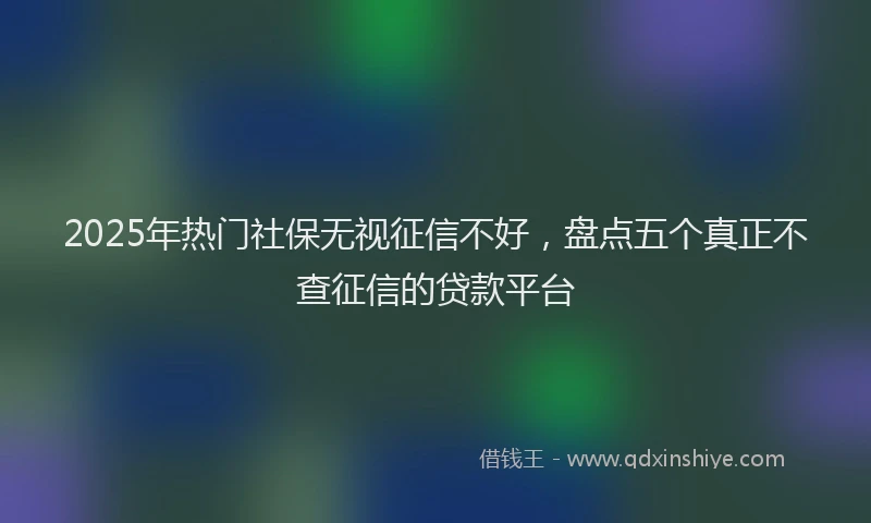 2025年热门社保无视征信不好，盘点五个真正不查征信的贷款平台