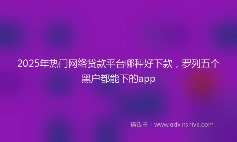 2025年热门网络贷款平台哪种好下款，罗列五个黑户都能下的app