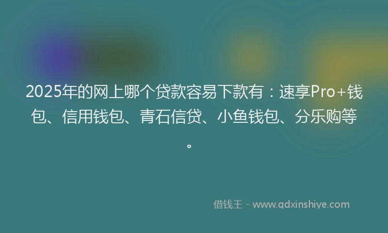 2025年的网上哪个贷款容易下款有：速享Pro+钱包、信用钱包、青石信贷、小鱼钱包、分乐购等。