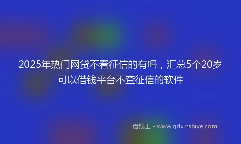 2025年热门网贷不看征信的有吗，汇总5个20岁可以借钱平台不查征信的软件