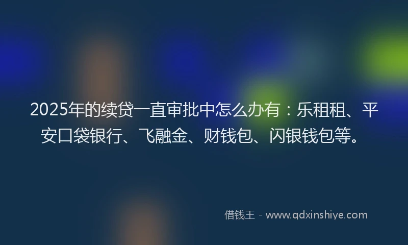 2025年的续贷一直审批中怎么办有：乐租租、平安口袋银行、飞融金、财钱包、闪银钱包等。