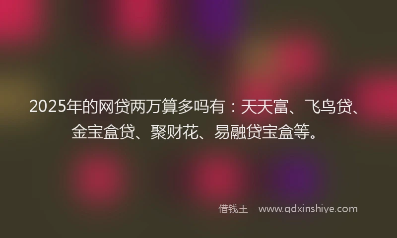 2025年的网贷两万算多吗有：天天富、飞鸟贷、金宝盒贷、聚财花、易融贷宝盒等。